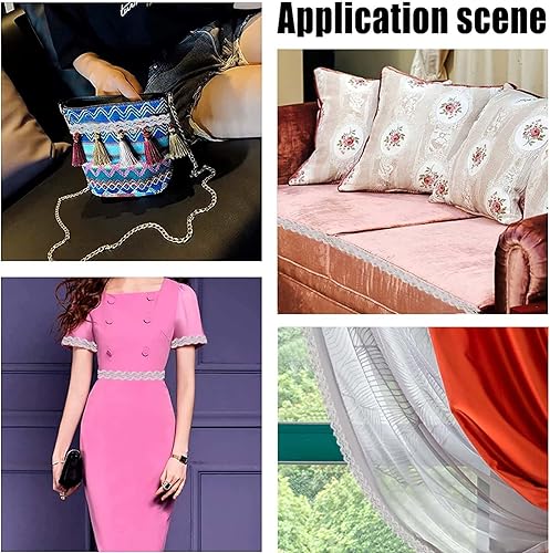 Miniatura 10 de GORGECRAFT Cinta ondulada metálica de 14.2 yardas de 1 pulgada de ancho, borde de Venecia con lentejuelas y lentejuelas para decoración de disfraces