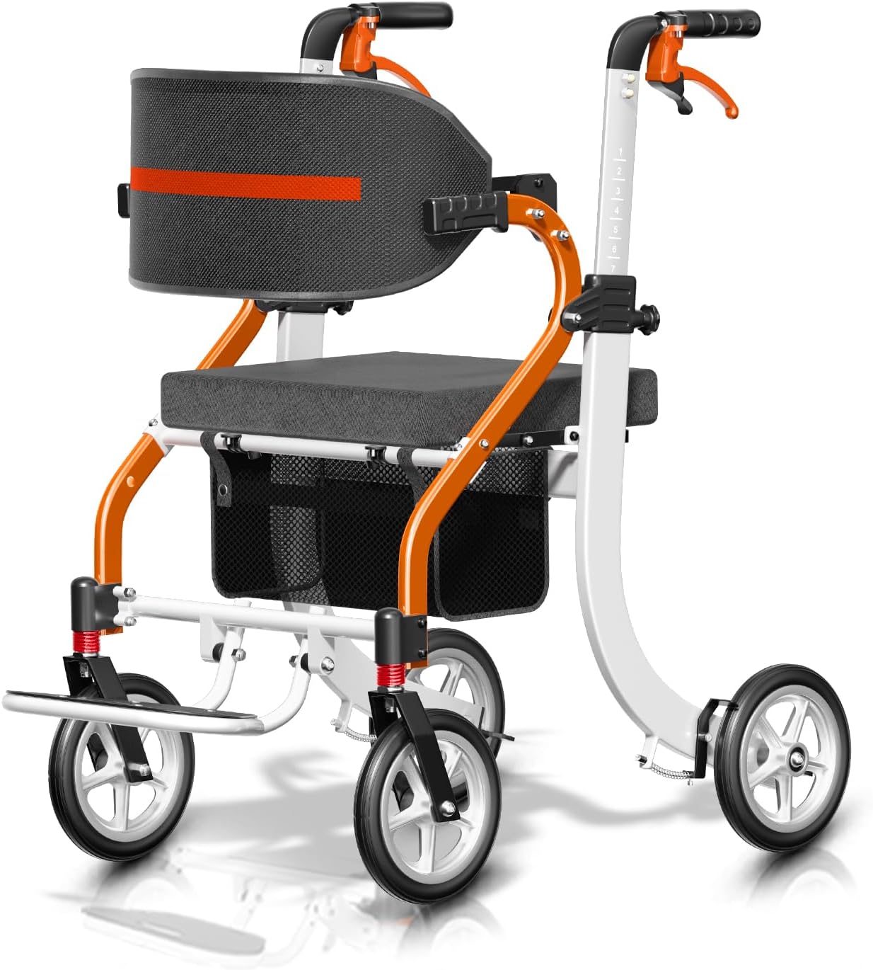Nihhcune 4-in-1 All-Terrain Upright Rolling Walker Wheelchair Combination, No Installation, One-Step Folding Walker with Seat, Rollator Walker with Storage Bag for Seniors & Adults of Different Height