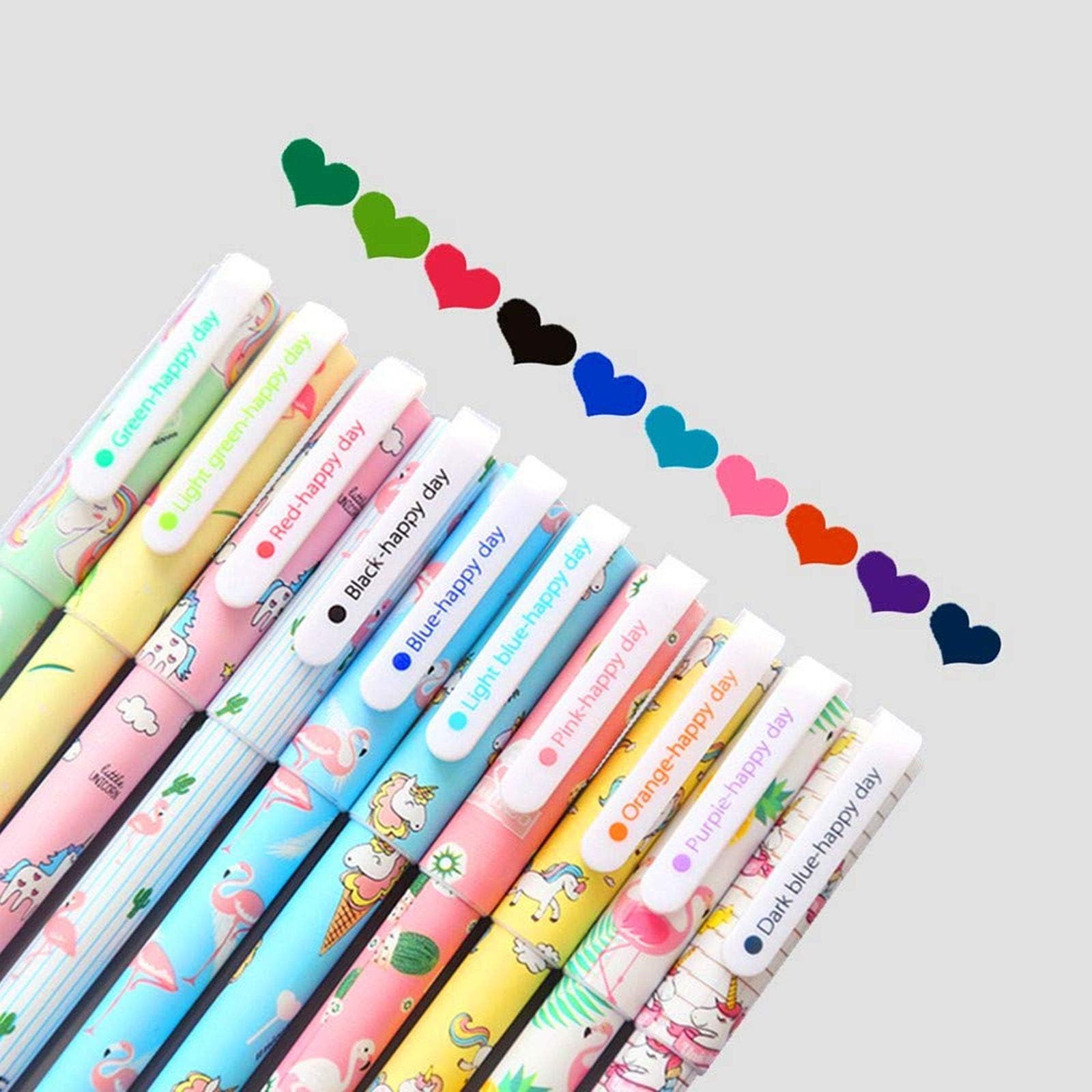 EUGU 5 Unicorn Gel Pens and 5 Flamingo Gel Pens,Cute Unicorn Gift for Girls,0.5mm Fine Point Pen,10 Ink Color