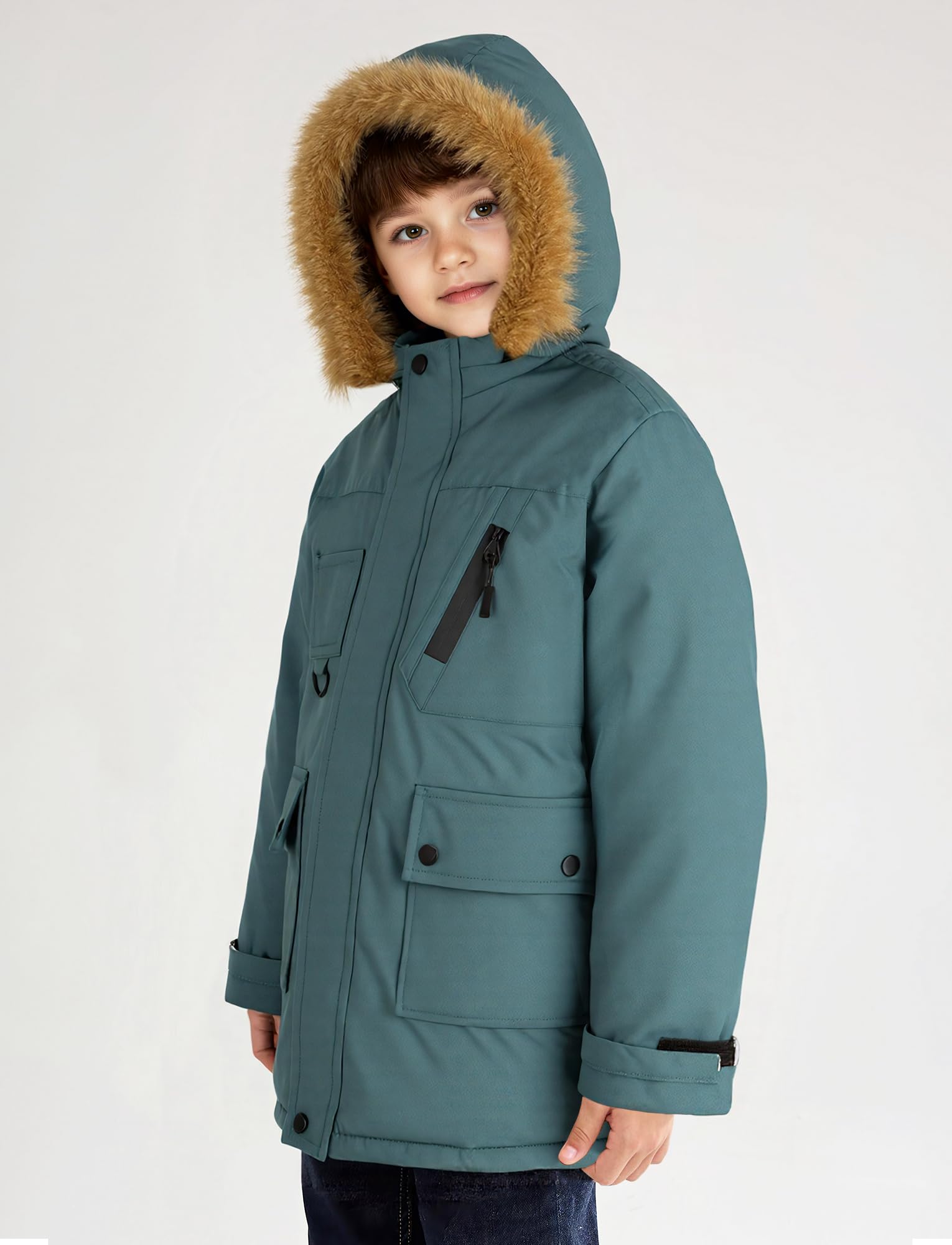 SEAUR Niño Chaqueta Parka Grueso Cómodo Abrigo de Invierno con Capucha Niño Ropa Cálida e Informal Resistente al Viento 5-14 años