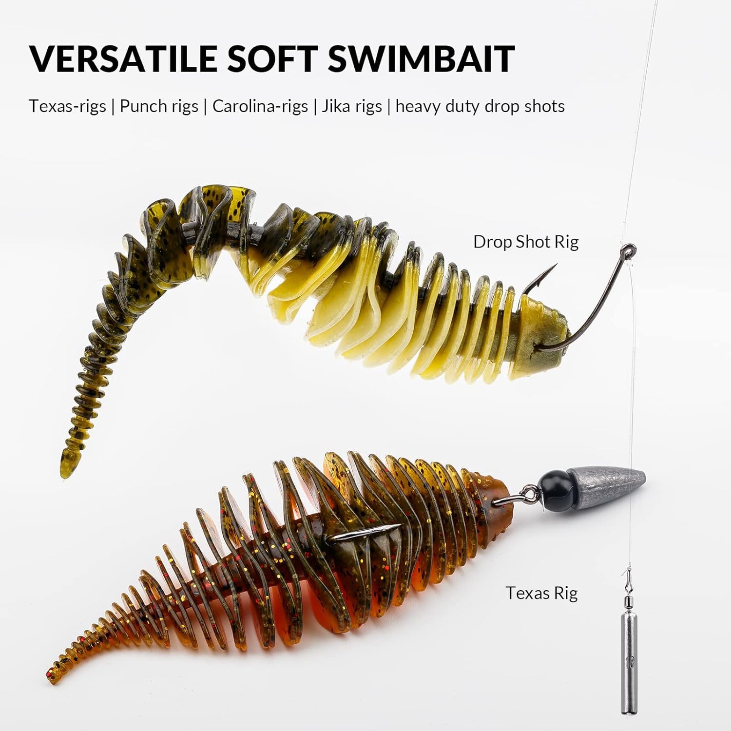 THKFISH Esche Siliconiche Spinning per Trota Spigola Walleye Esca per Branchie di Vermi a Soffietto 80mm-6 pezzi,100 mm-5 pezzi