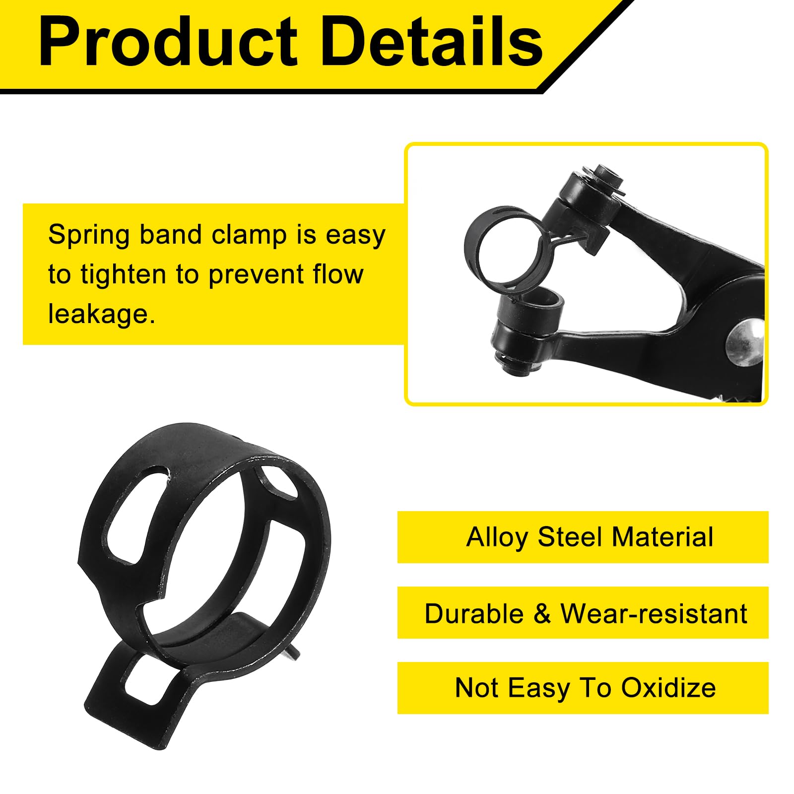 Sourcingmap 14Pcs Spring Band Type Action Fuel/Silicone Vacuum Hose Pipe Clamp - Image 3