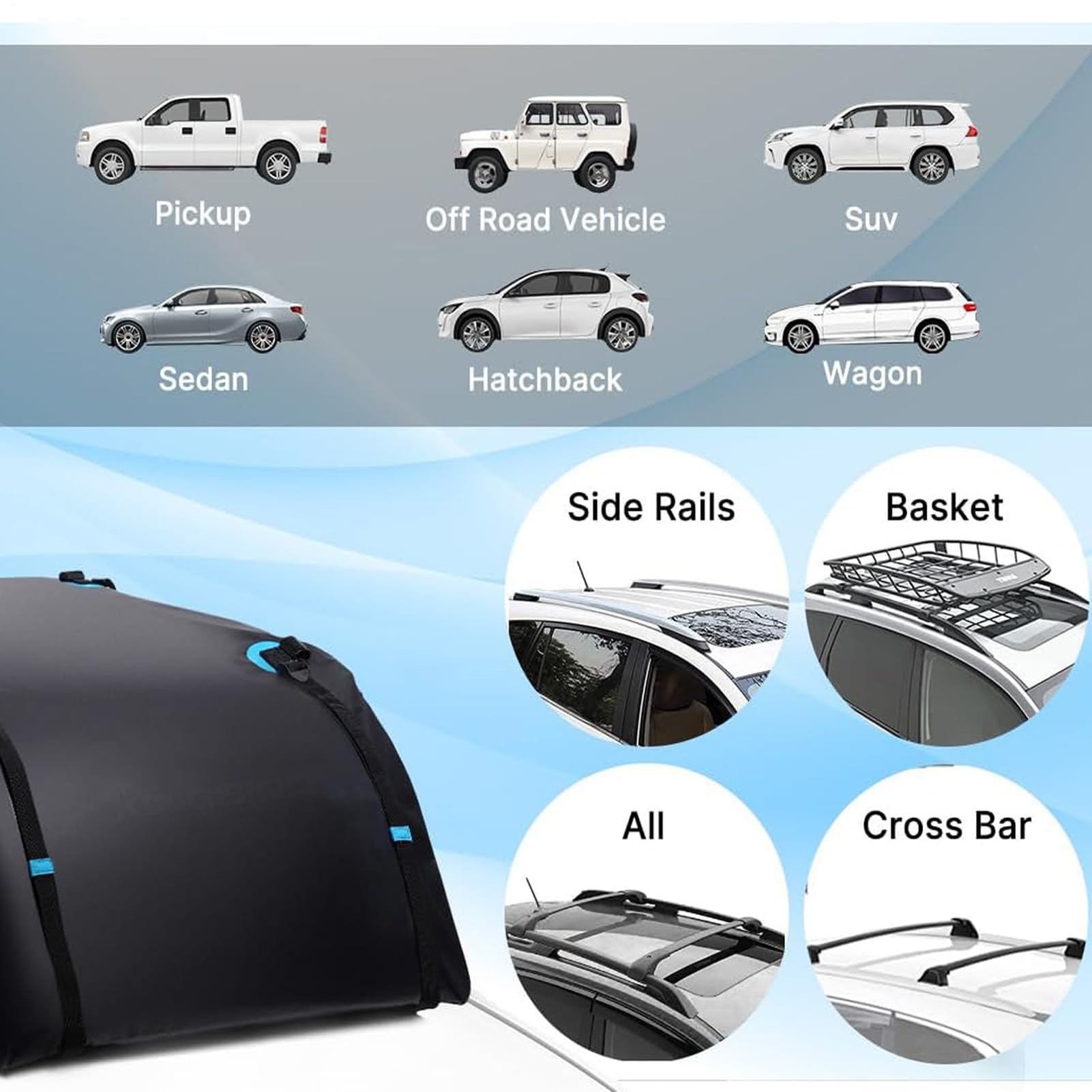 Borsa Da Tetto Impermeabile Borsa Da Portapacchi In Tessuto Oxford Di | Portapacchi Auto Compatibile con Barre Portatutto per Camper e la Maggior Parte dei Veicoli