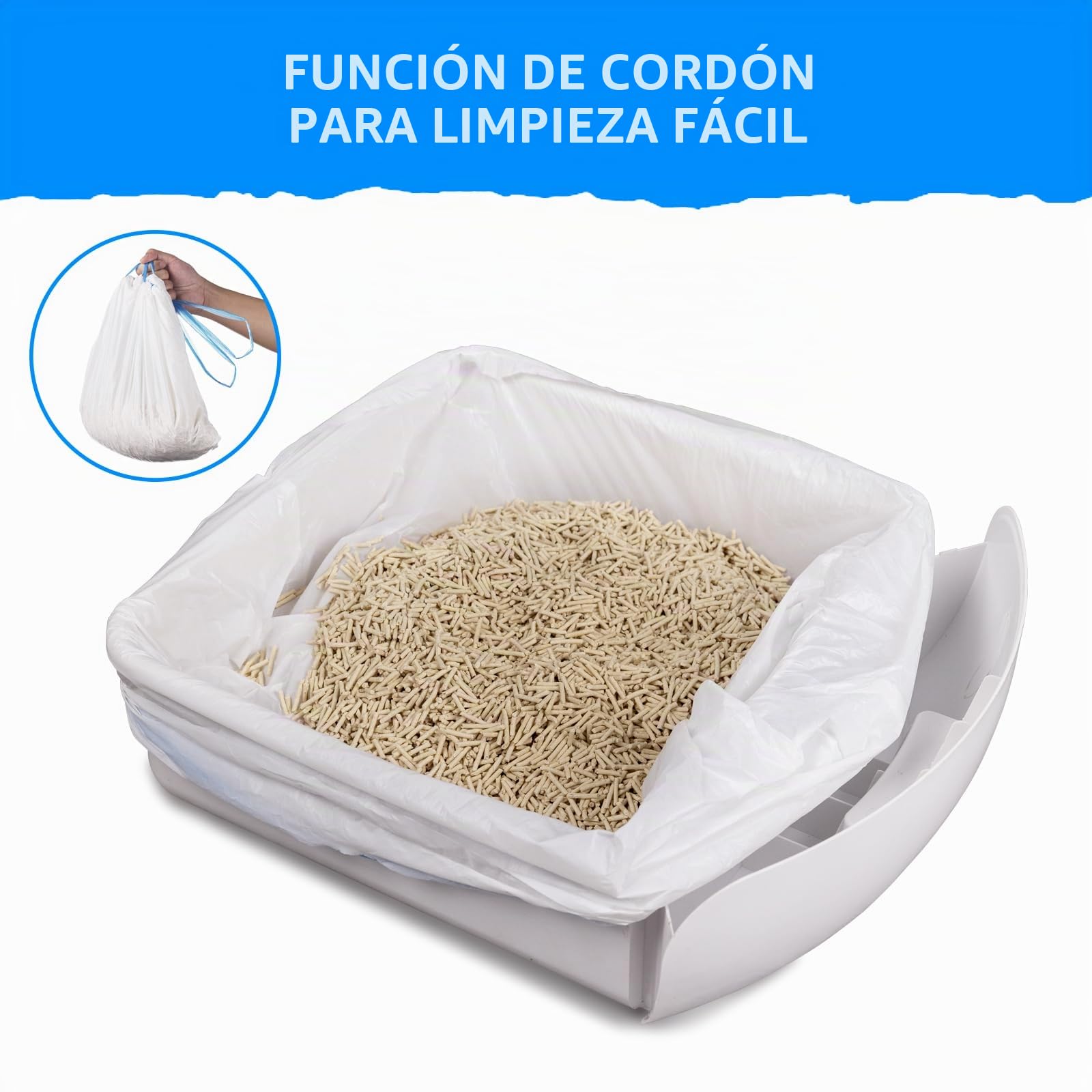 120 bolsas extragrandes para cajas de arena para gatos, bolsas para receptáculos de residuos para gatos Cleanpethome autolimpiante