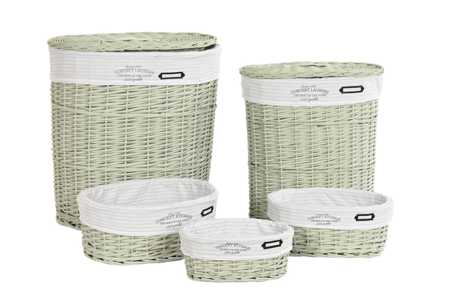 CESTA ROPA SET 5 MIMBRE POLIESTER 51X37X56 VERDE