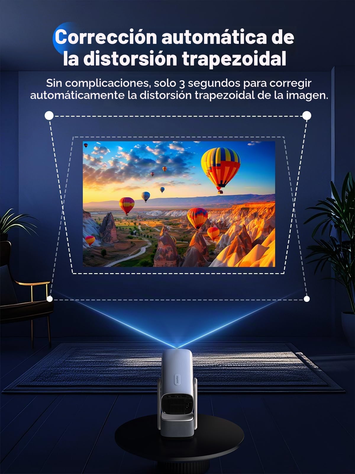 SOOMFON SK2 Mini proyector con WiFi y Bluetooth 1080P Supote Full HD | Proyector de teléfono portátil para dormitorio con altavoz, enfoque eléctrico, Keystone, compatible con TV Stick/HDMI/Laptop