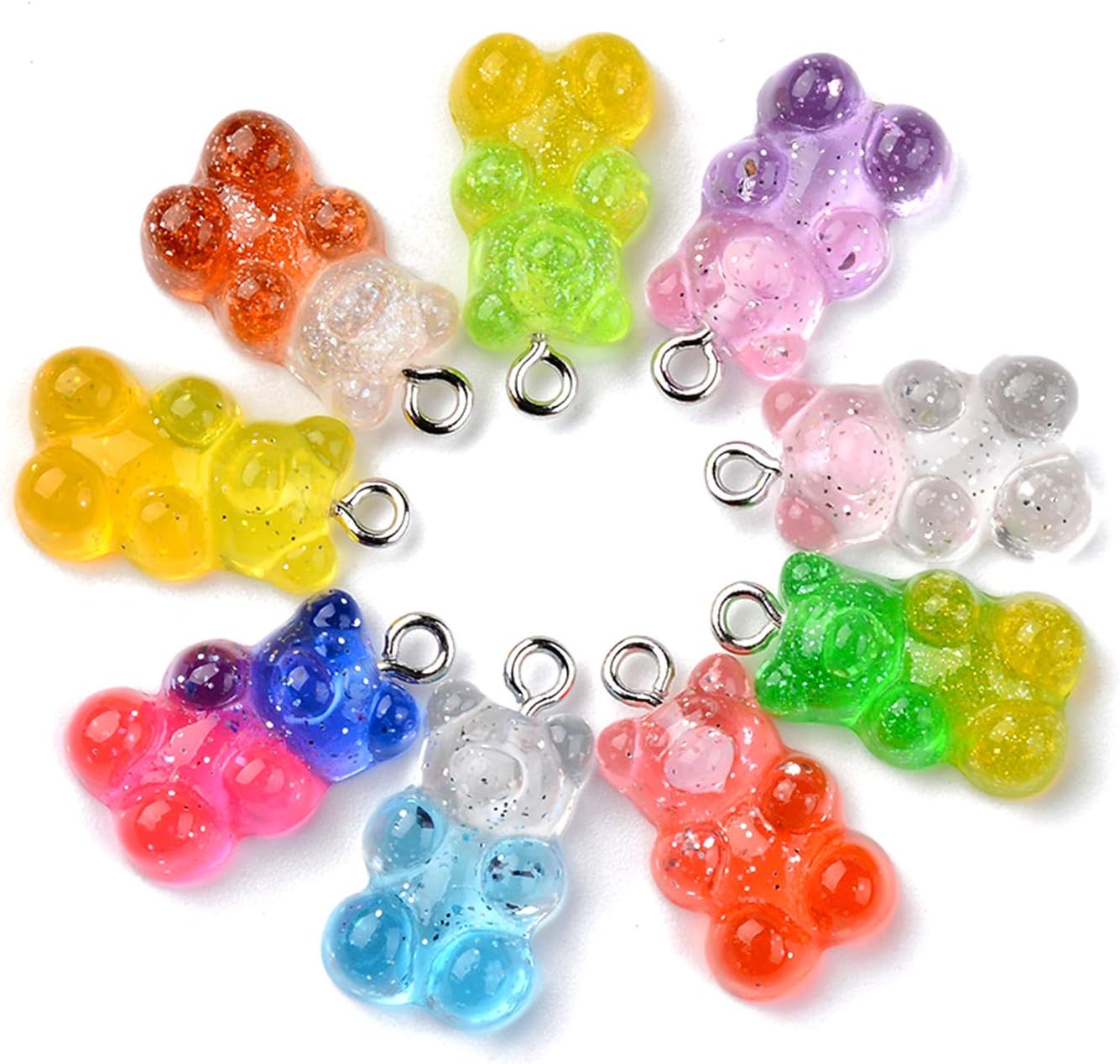 Craftdady Resin Gummy Bear Cabochons Flatback Animal Beads No Hole Bear Charms for Hairpins Jewelry Making