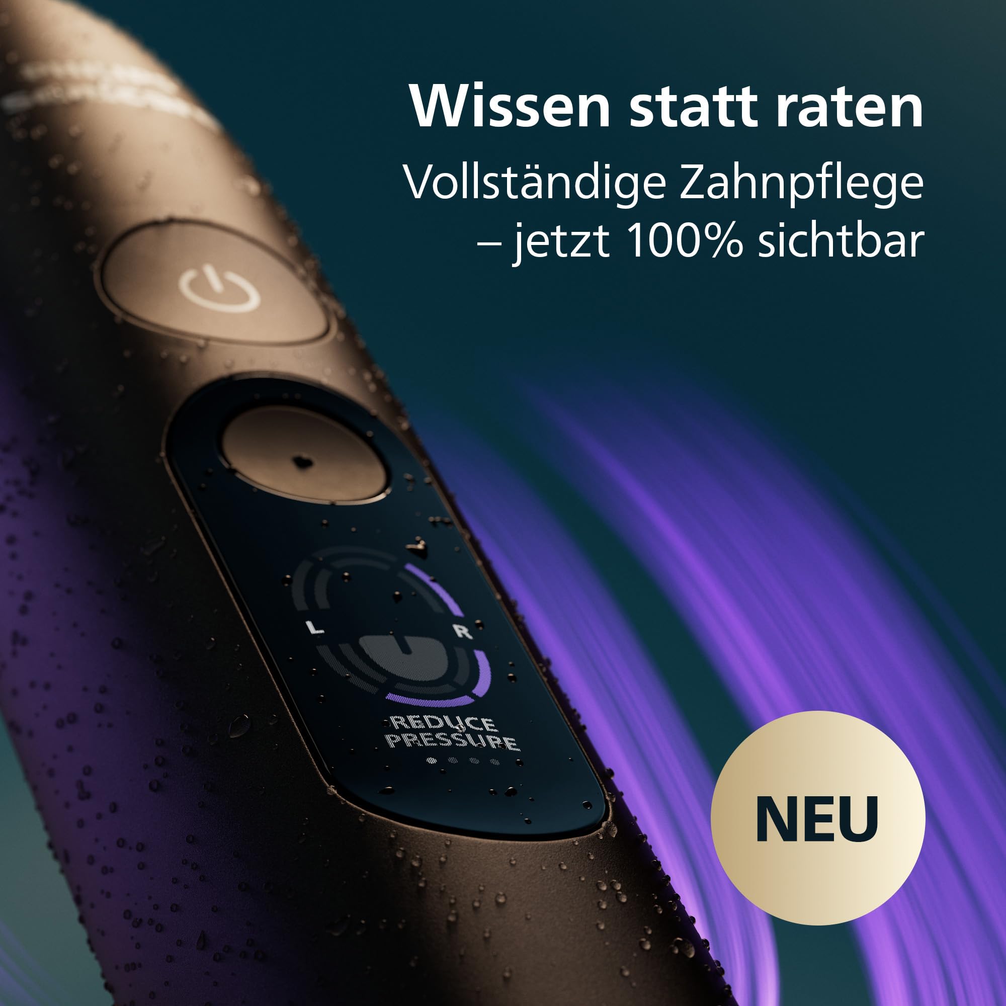 Philips Sonicare Next-Generation DiamondClean 8500 elektrische Zahnbürste – mit intelligenter Andruckkontrolle und 18 Einstellungen, Schwarz, HX8514/12