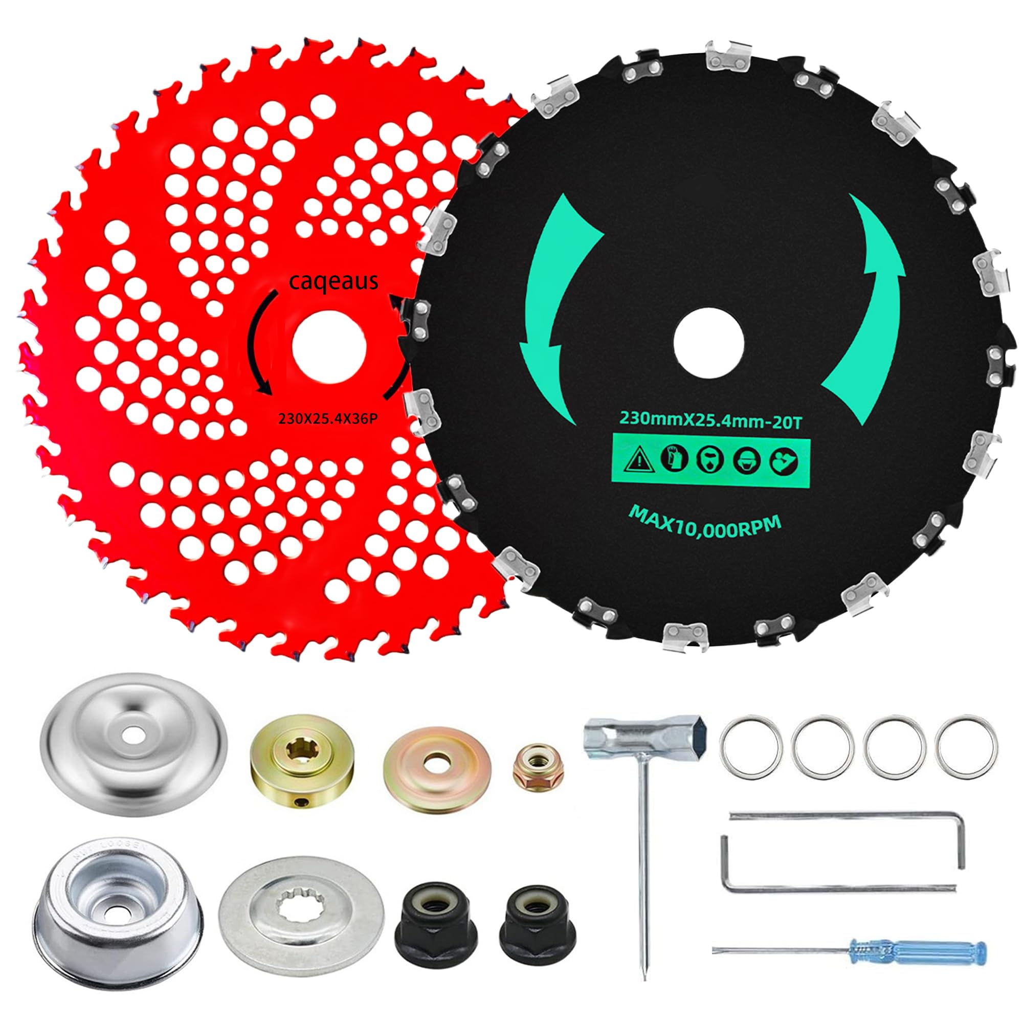 Cuchillas con punta de carburo de 9 pulgadas x 36 dientes y cortador de dientes de motosierra de 9 pulgadas x 20T, cuchillas redondas de cepillo de dientes de motosierra con kit de adaptador universal