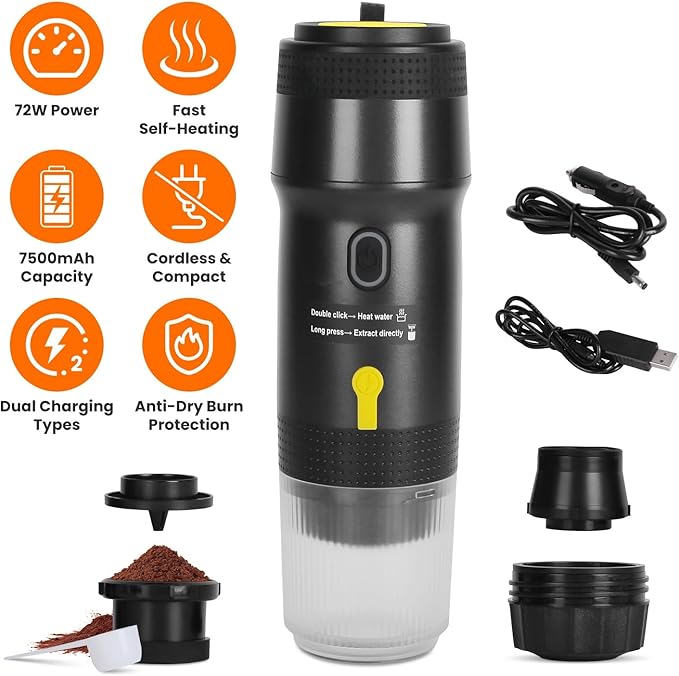 Cafetera Portátil Eléctrica con Autocalentamiento y Protección miniatura 2