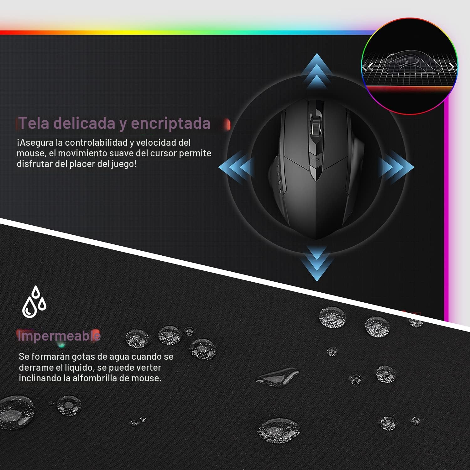 Realky Alfombrilla de Ratón RGB, 800×300mmTapete de Juego Extra Grande, Alfombrilla Raton LED 14 Efectos de Iluminación Impermeable Antideslizante, Alfombrilla Ratón Gaming para Gamers, PC y Portátil