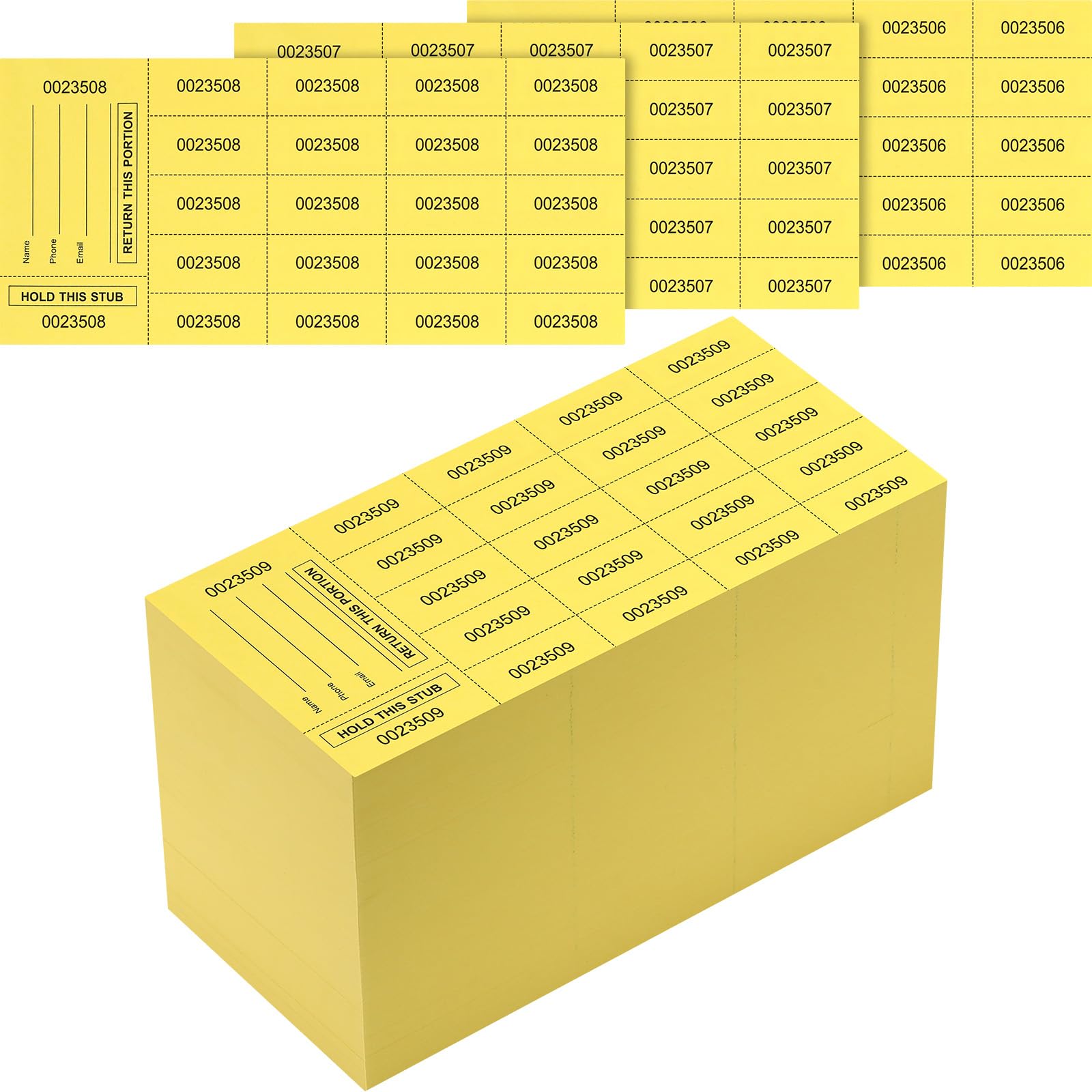Kosiz 1000 Sheet 20 Bid Raffle Tickets Chinese Auction Tickets Sheets Auction Fundraiser Ticket Numbered with Name and Phone Number Per Sheet Raffle Tags for Silent Auction (Yellow)