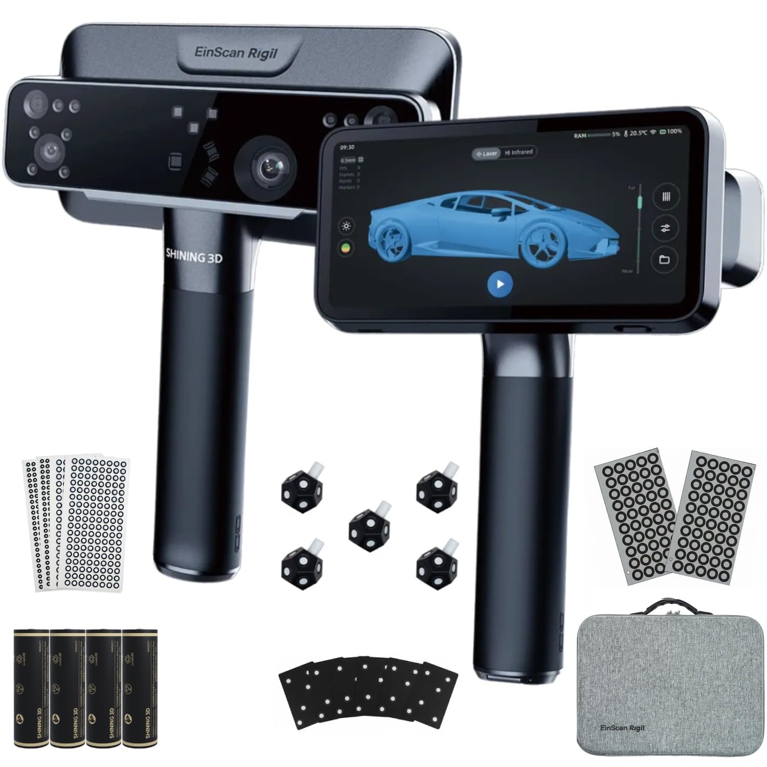 Shining3D EinScan Rigil 3D Scanner – Wireless & All-in-One Portable Scanner with Scanning Software, 0.04mm Accuracy, 50 Laser Lines for Reverse Engineering, Manufacturing, Art and Design