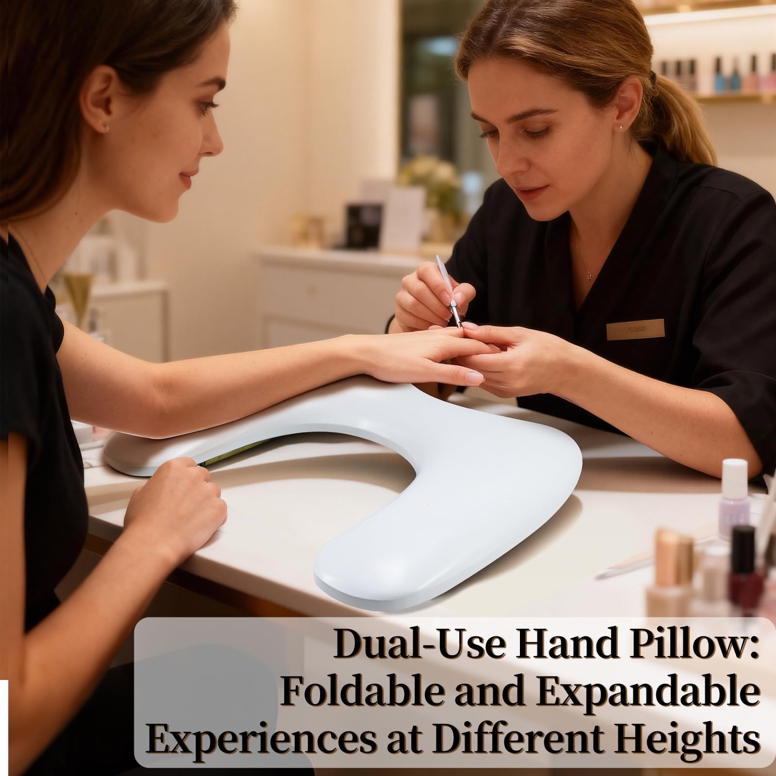 U-Förmig Handablage Nagelstudio: Goldener Klappbarer Ständer Wrist Rest - Handauflage Nagelstudio - Weicher und Elastischer Schwamm Handgelenkauflage für Handauflage Nagelstudio