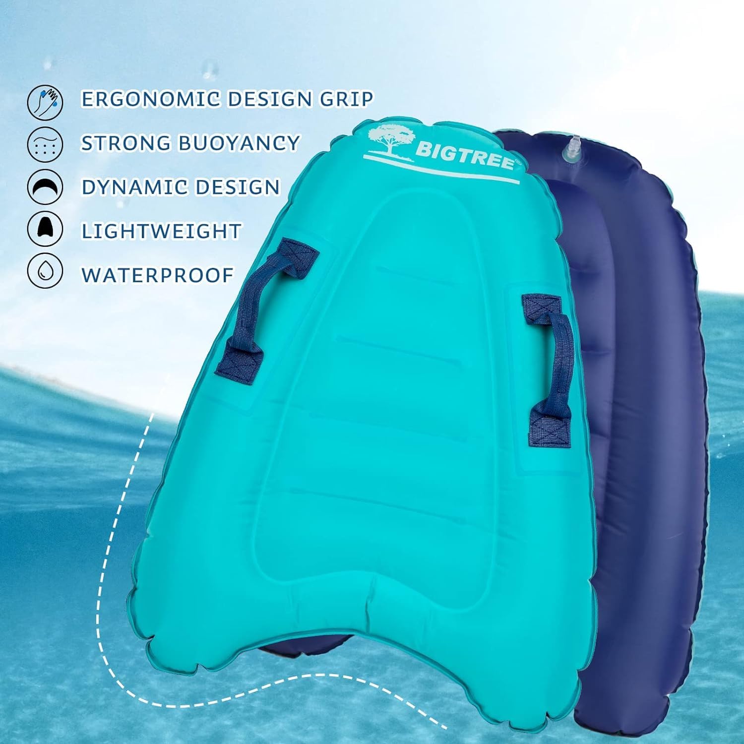 Bodyboard gonfiabile con manici, tavola da nuoto portatile, tavola da surf pieghevole, tavola da surf per adulti per il surf in spiaggia, piscina, nuoto, estate, sport acquatici