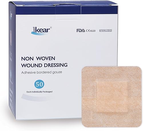 50 unidades de 2 x 2 pulgadas, pequeño vendaje cuadrado estéril para heridas - Almohadillas de gasa autoadhesivas - Sin látex - Grado médico