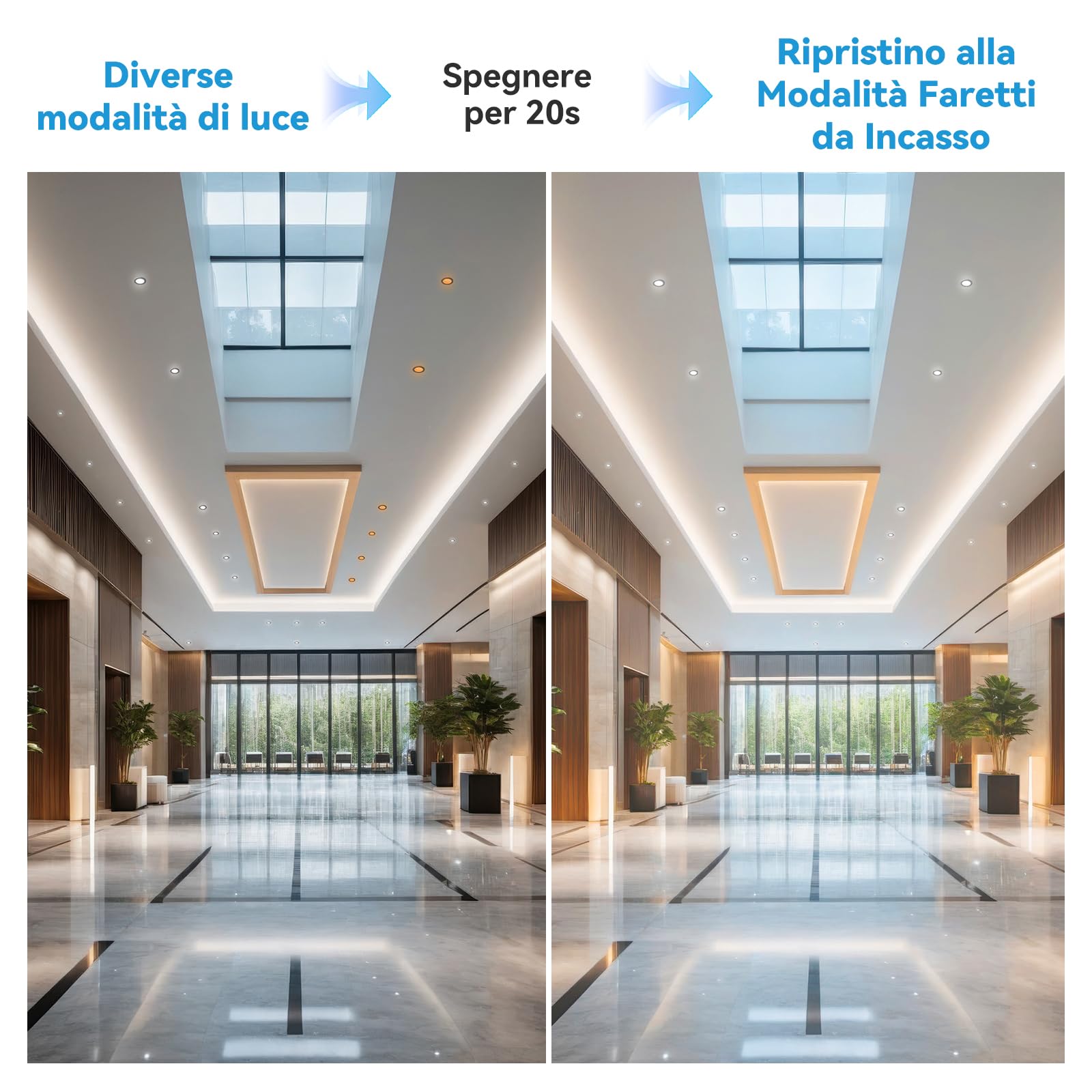 KEELED Faretti LED da Incasso per Cartongesso con Luce Notturna, 6W, 3 Colori Selezionabili 3000K/4000K/6000K, 230V, Foro 70-85mm, Nero, Confezione da 6