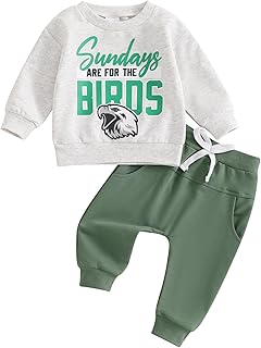 KMBANGI Toddler Baby Football Outfits Sundays are for The Birds Sweatshirt Pants Set Baby