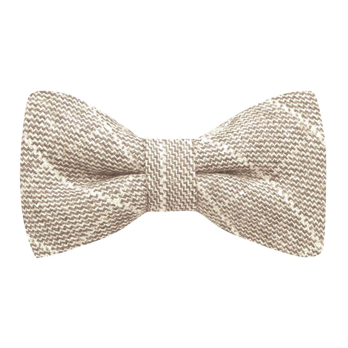 King & Priory Men's Beige Birdseye Check Bow Tie