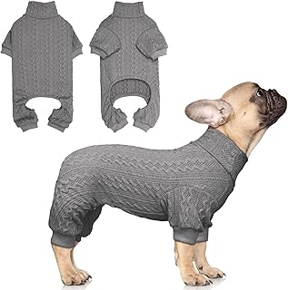 Dog Sweater Turtleneck Knitted Dog Clothes Solid Color Puppy Sweater Warm Cat Sweater Dog Sweaters for Small Dogs (Grey & XS)