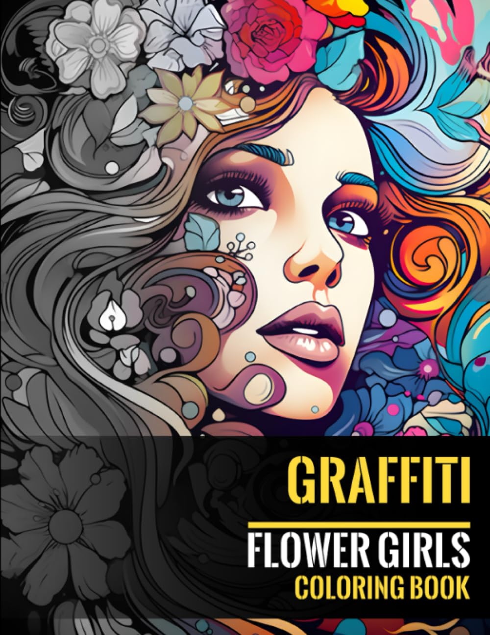 Graffiti Flower Girls Coloring Book: Beautifully designed and artistic, graffiti inspired illustrations of female faces in a swirl of flowers and complex shapes