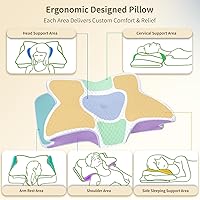 Vista 2 de Almohada cervical para el cuello para dolor de cuello, almohada ortopédica de espuma viscoelástica con diseño contorneado, almohadas de apoyo