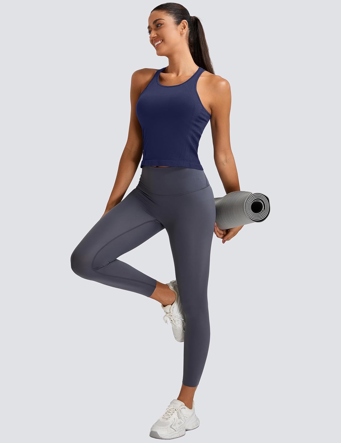 MathCat Workout Tank Tops for Women Seamless Racerback Shirts with Built in Bra Gym Running Athletic Yoga Tops - Image 5