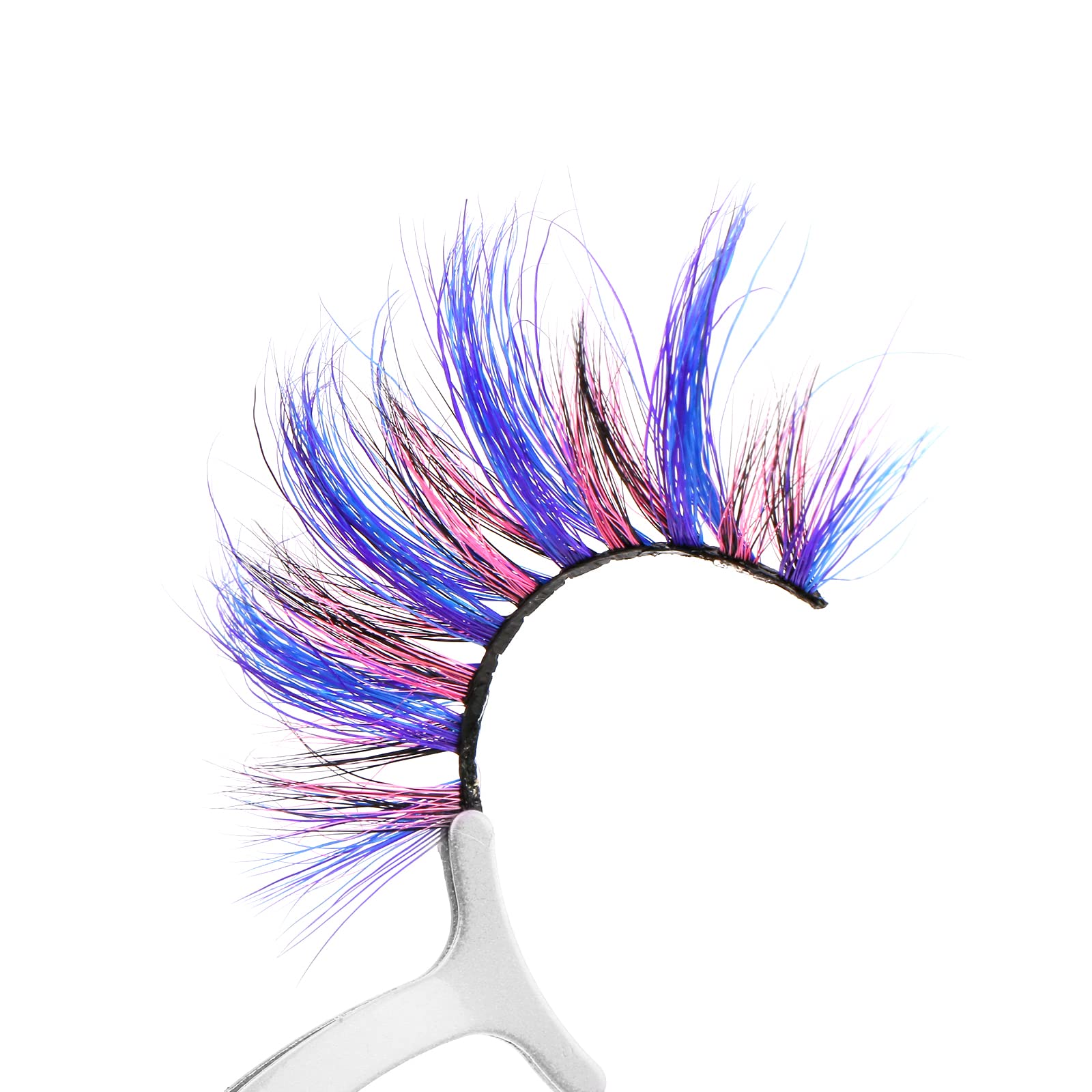 FOXSCOS 25mm Colored Eyelashes,Halloween 3D Mink Lashes with Color,Beautiful Natural Wispy Colorful False Eyelashes 1 Pair for Christmas New Year Party Ball Cosplay?Blue-purple-Pink-black 4 colors?