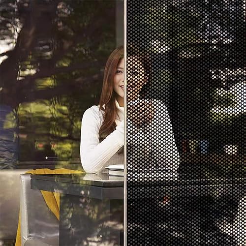 Miniatura 9 de LKXHarleya Rollo de película de vinilo perforado para ventana, color blanco, unidireccional, para privacidad, autoadhesivo, para faros delanteros,