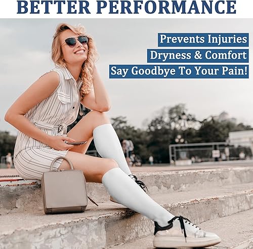 Miniatura 9 de FEYHAY Calcetines de compresión de cobre (3 pares) de 15-20 mmHg de circulación es la mejor atlética y diaria para hombres y mujeres, correr,