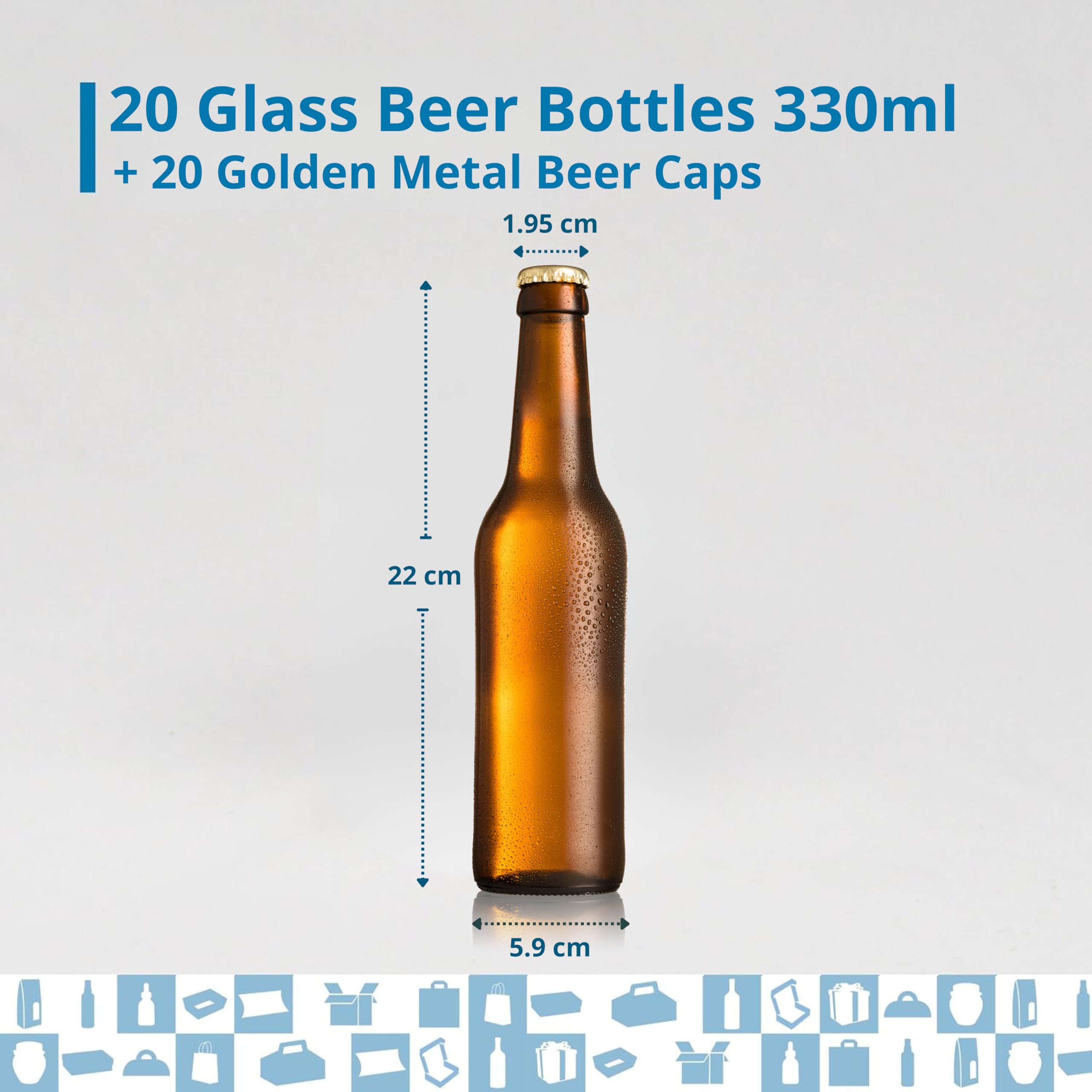Botellas Vacias de Cristal para Cervezas 33cl Reutilizables com Chapa