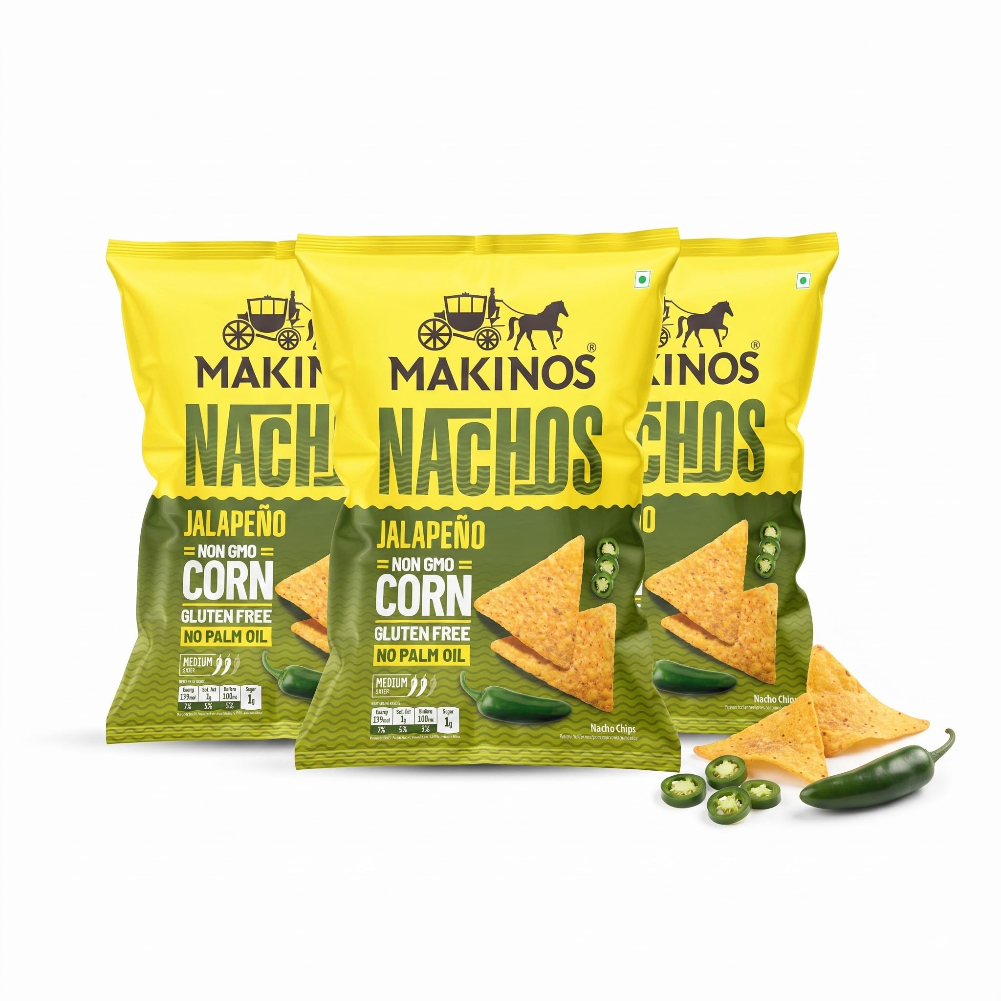 Makino - Nacho Chips Jalapeno Flavour 150 Gram | Tortilla | Healthy | Tasty Savoury Snack | Delicious Nacho Chips | Low Calorie - Pack of 3-image-31