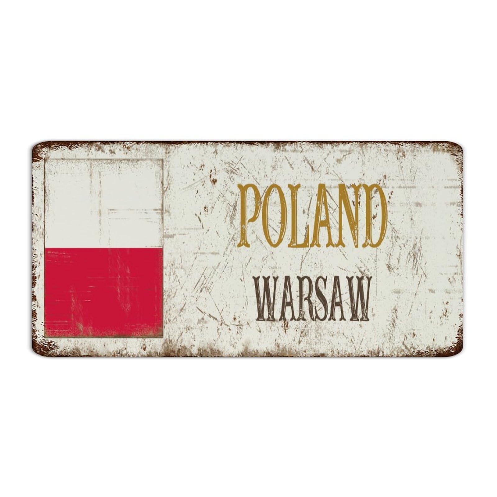 Autravelco Style-5 Poland-Warsaw 6X12 Inch Metal Signs Funny Novelty House Cabin Yard Man Cave Decor Metal Plaque National Country Souvenir Road Aluminum Metal Sign For Living Room
