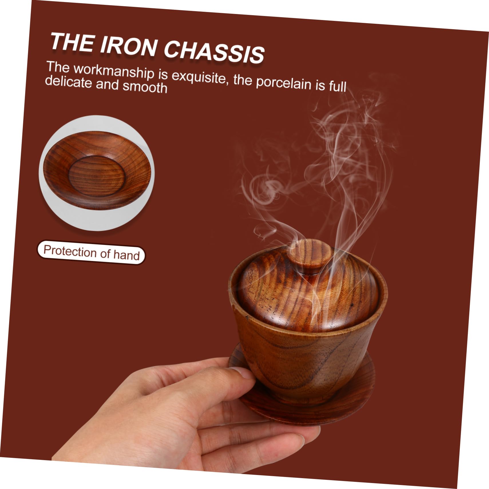 NAMOARLY 1 Set Cup Drinking Glasses with Lids Espresso Mugs Vintage Water Glasses Coffee Mugs with Lid Coffee Mug with Lid Retro Drinking Glasses Tea Mug Retro Tea Bowl Brown Wooden