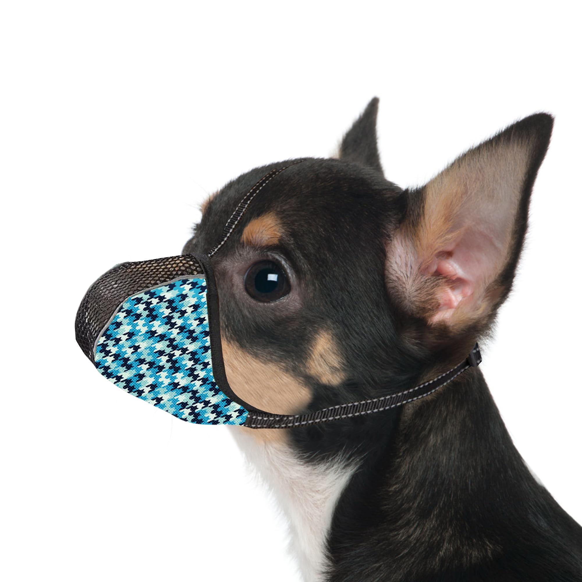 JOYPAWS Dog Muzzle for Extra Small Dogs Soft Air Mesh Muzzles Anti Prevent Biting Chewing Barking Reflective Ajustable Dog Mouth Guard Cover for Grooming Scavenging Blue XS