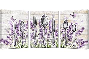 3 Pieces Set Kitchen Picture Wall Art Set of 3 Lavender Kitchen...