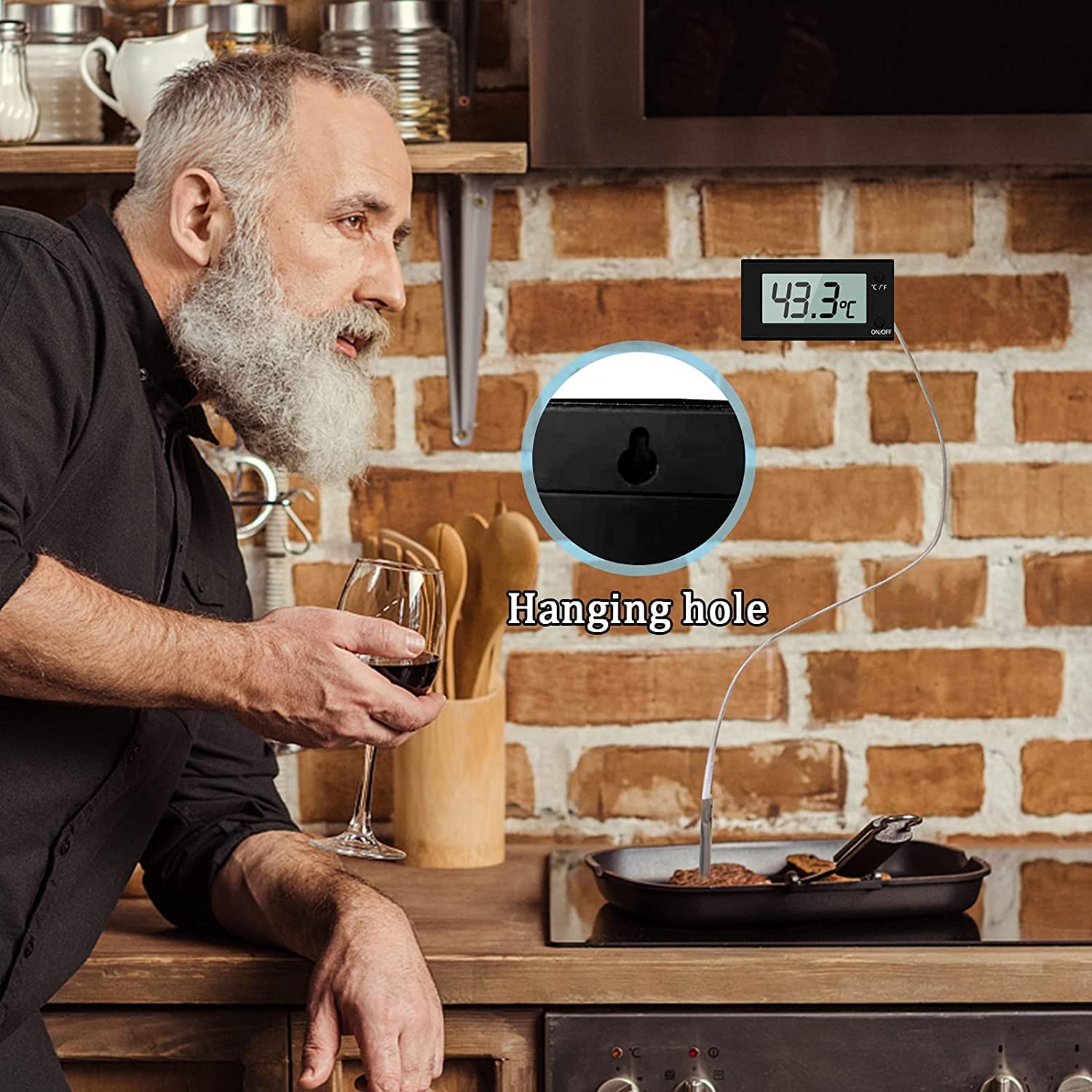 Termometro Digitale Per Forno - Sonda Da Cucina Con Display Grande Per BBQ, Grill E Pizze, Precisione ±1°C - Foto 11