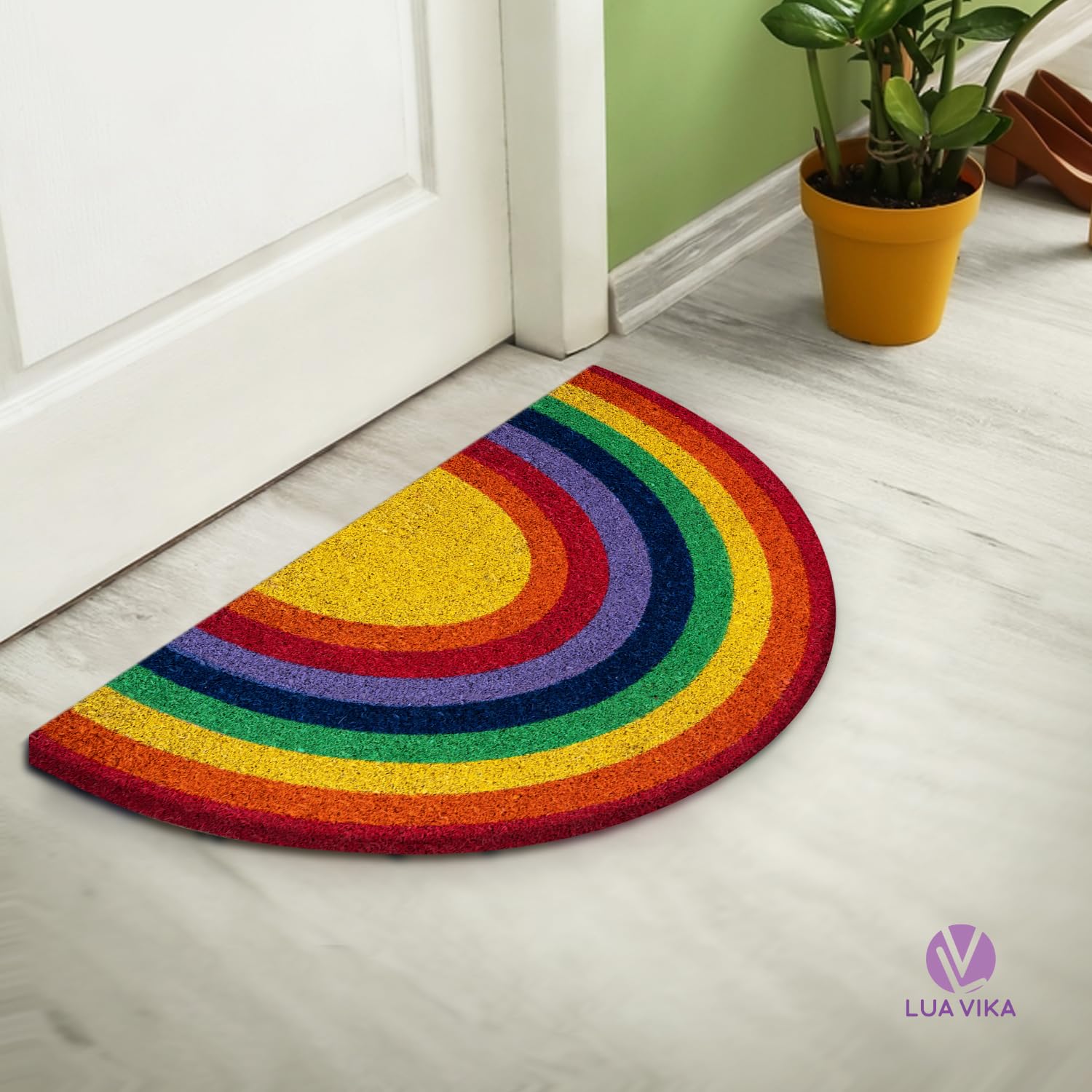 LUA VIKA Coir Doormat - Rainbow - 40x70 cm - Outdoor Door mat - Front Door mat outside - Half moon Doormats outside - Image 2