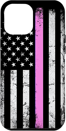 iPhone 14 Pro Max Bandera Patriótica USA Nurse Pink NP RN Estuche de concientización sobre el cáncer de mama