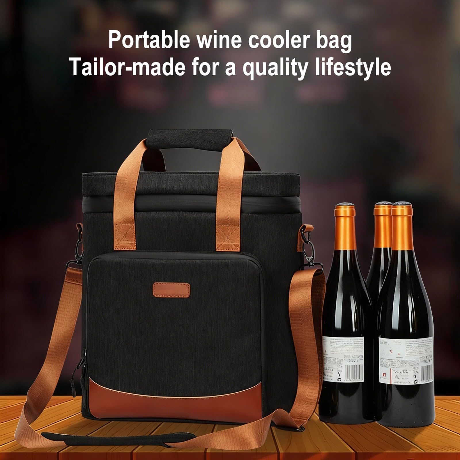 3 Bouteilles Bouteille de Vin et Champagne, Sac Isotherme Bouteille Vin avec Compartiments Amovibles et Bandoulières – Idéal Cadeau,Vin,Tourisme,Bateau,Noël,Pique-Nique,Camping(Grey)