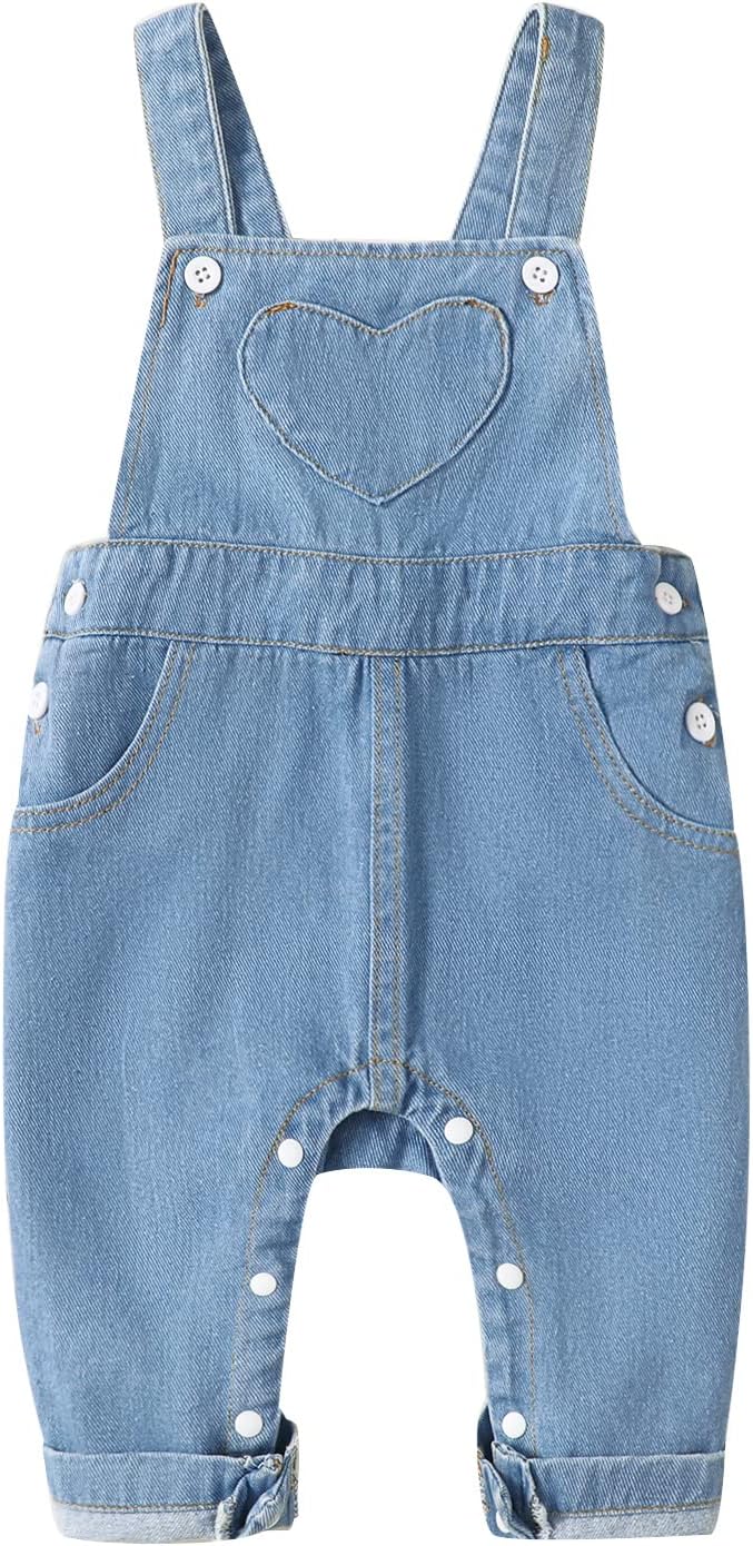 PURSKYYBaby Girls Overalls Baby Denim Romper Outfits Infant Girls Jeans Jumpsuit