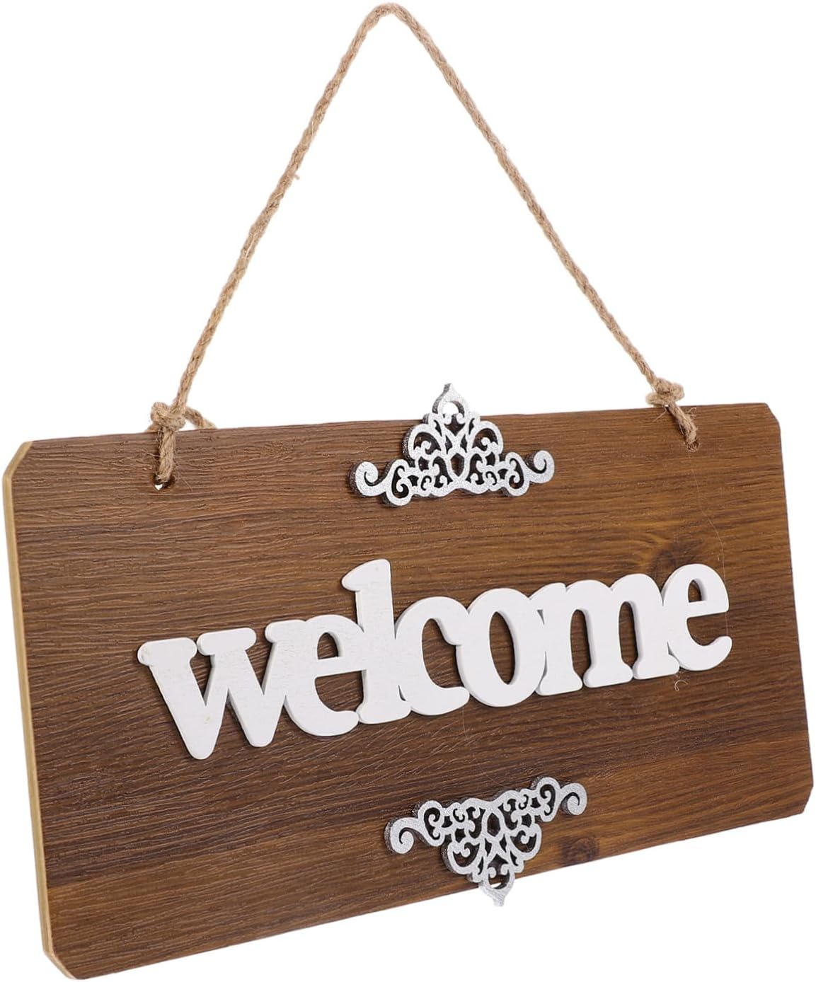 Hanging Wooden Welcome Sign Wall Art Decor for Porch Single-sided Welcome Plaque Charming Wooden Door Hanging Decoration for