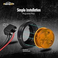 Vista 5 de Partsam 10x Luces Marcadoras de Separación LED Redondas Selladas Ámbar de 2", 4LED [Aprobado por DOT], Kit de Luces Marcadoras Laterales LED