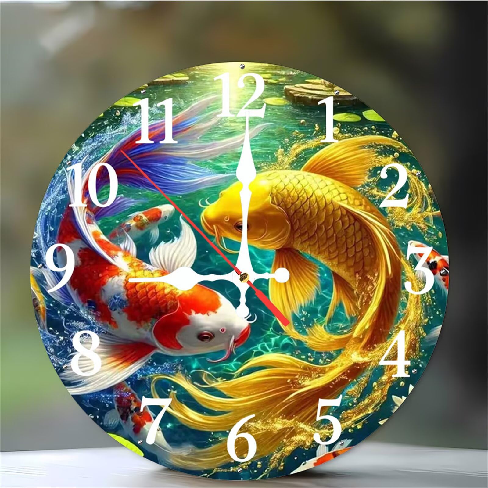 Horloge murale moderne étang koi pour la décoration de la cuisine