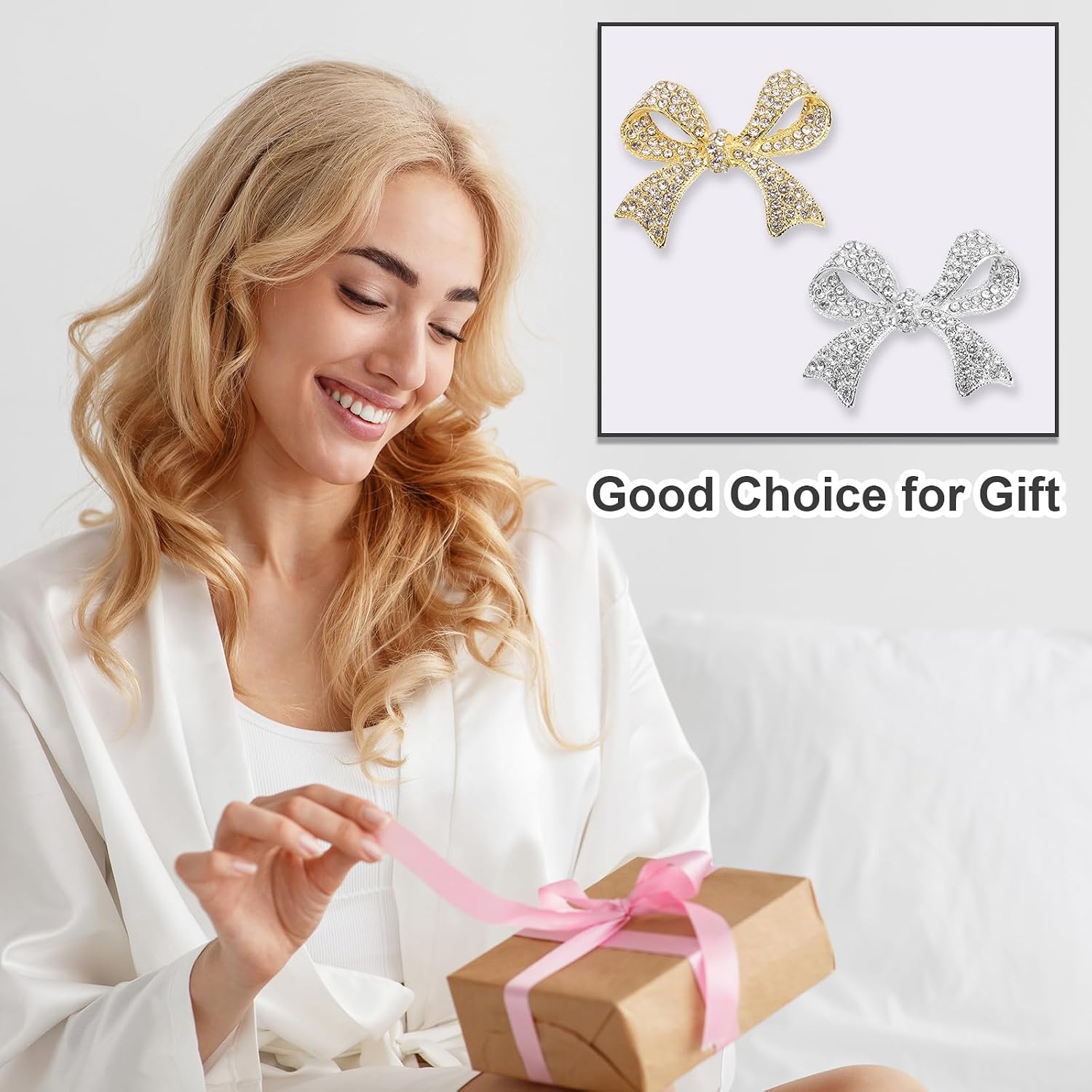 PATIKIL Rhinestone Bow Brooch Pin, Elegant Crystal Sparkly Bowknot Vintage Broach Pin Fashion