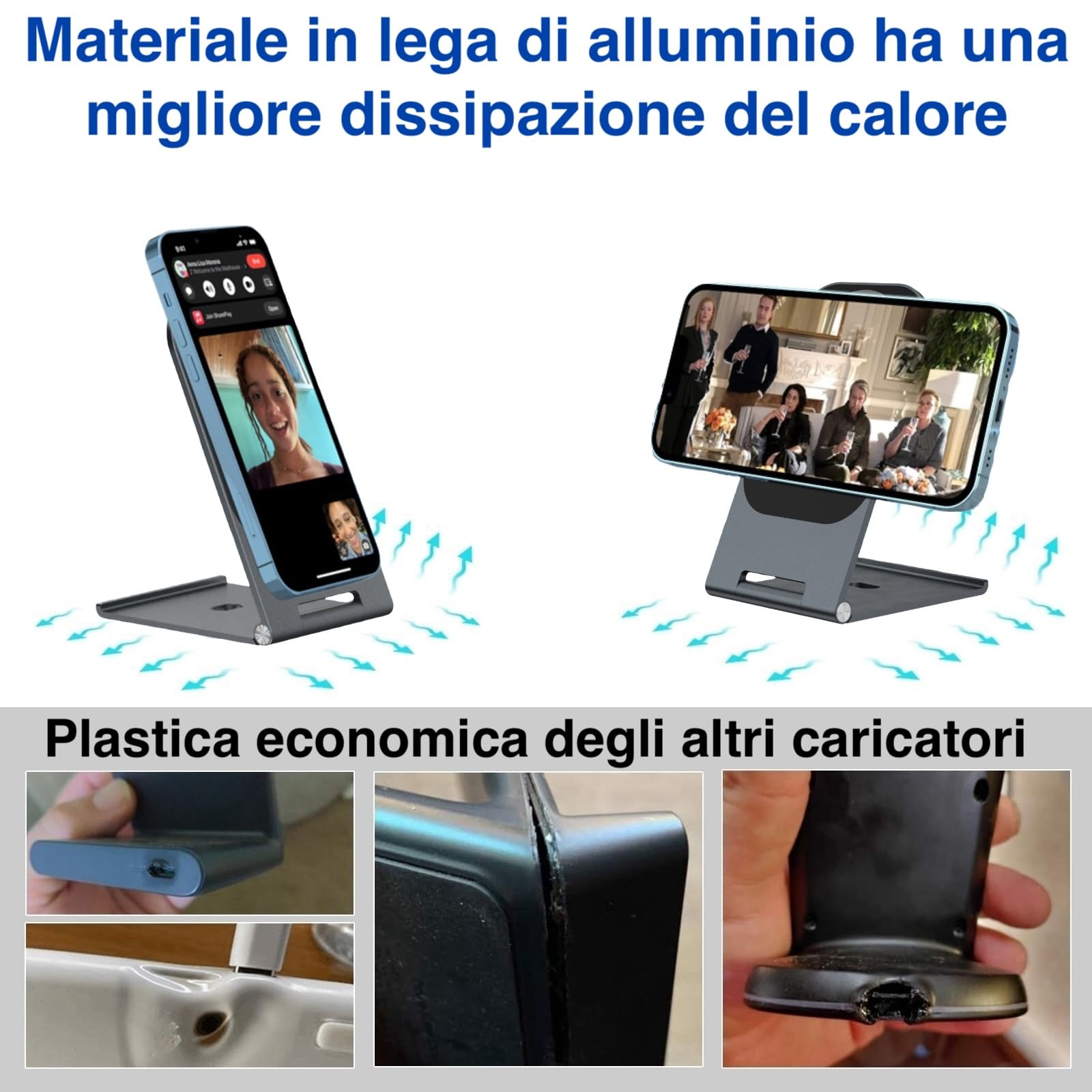 Energizer Caricatore Wireless Mag Safe 15W alta qualità in alluminio Ricarica ultra rapida da tavolo wireless induzione protezione batteria stazione supporto telefono da tavolo iPhone Samsung Android