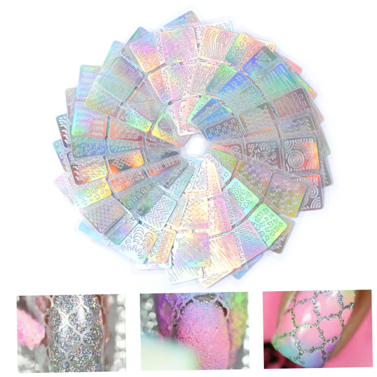 Housoutil 108pezzi Kit Decorazioni Per Unghie Adesivi Nail Art Hollow-out Per e Ragazze Facili Applicare Per e