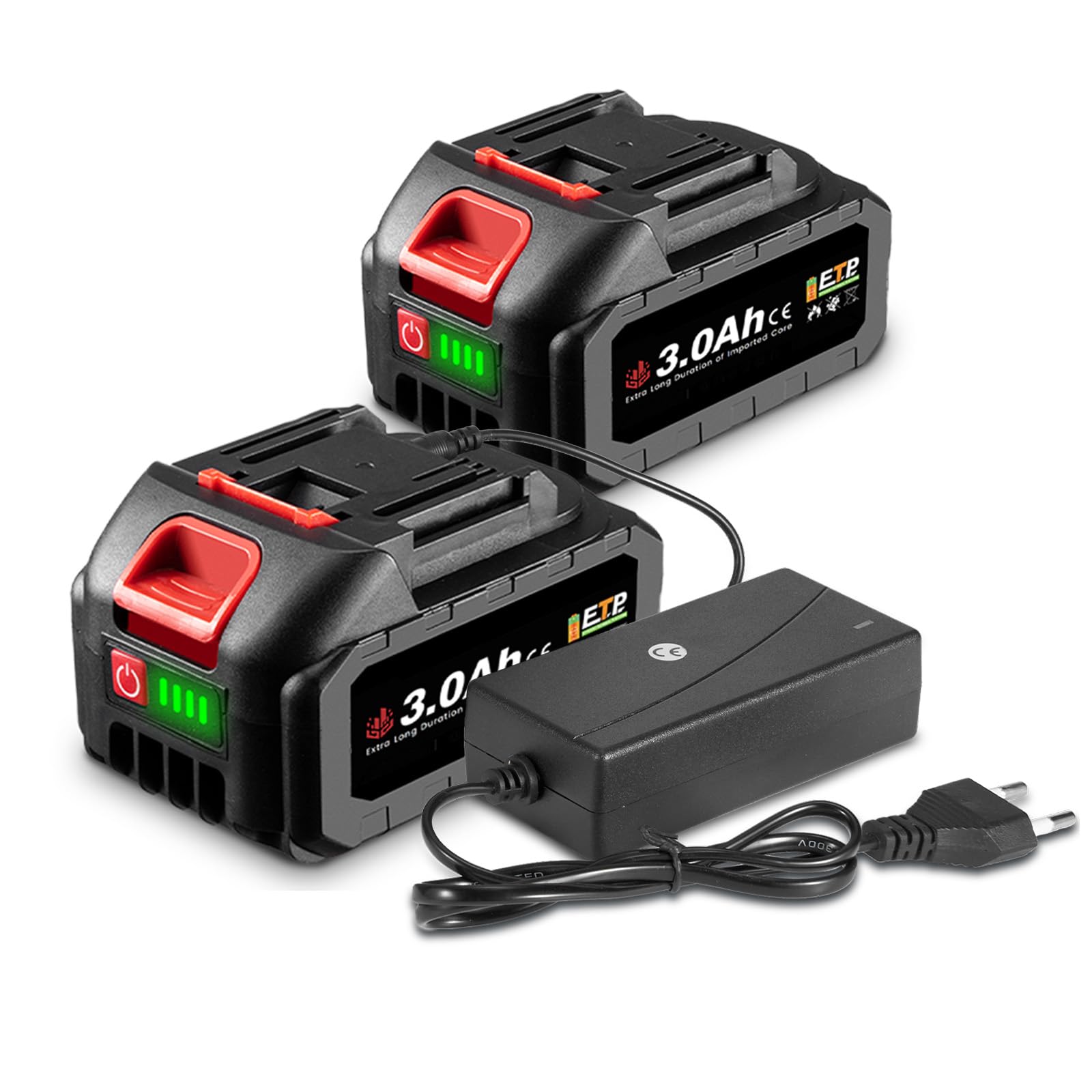 21V Batterie Li-ION avec Chargeur, 2X 3000mAh, Rechange pour Outils ONEVAN | Survoltage à 21 V, BMS intelligent avec protections multiples, indicateur LED, batterie pour outils ONEVAN, prête à l'emploi