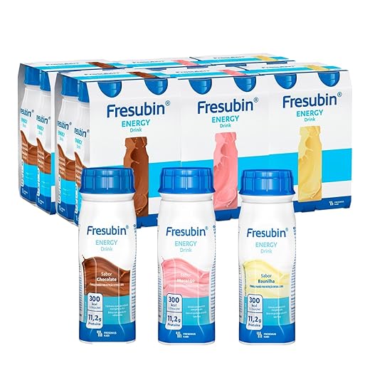 Fresubin Energy Drink 200ml Todos sabores Caixa com 24 unidades (8 baunilha, 8 Chocolate, 8 Morango) - Fresenius Kabi
