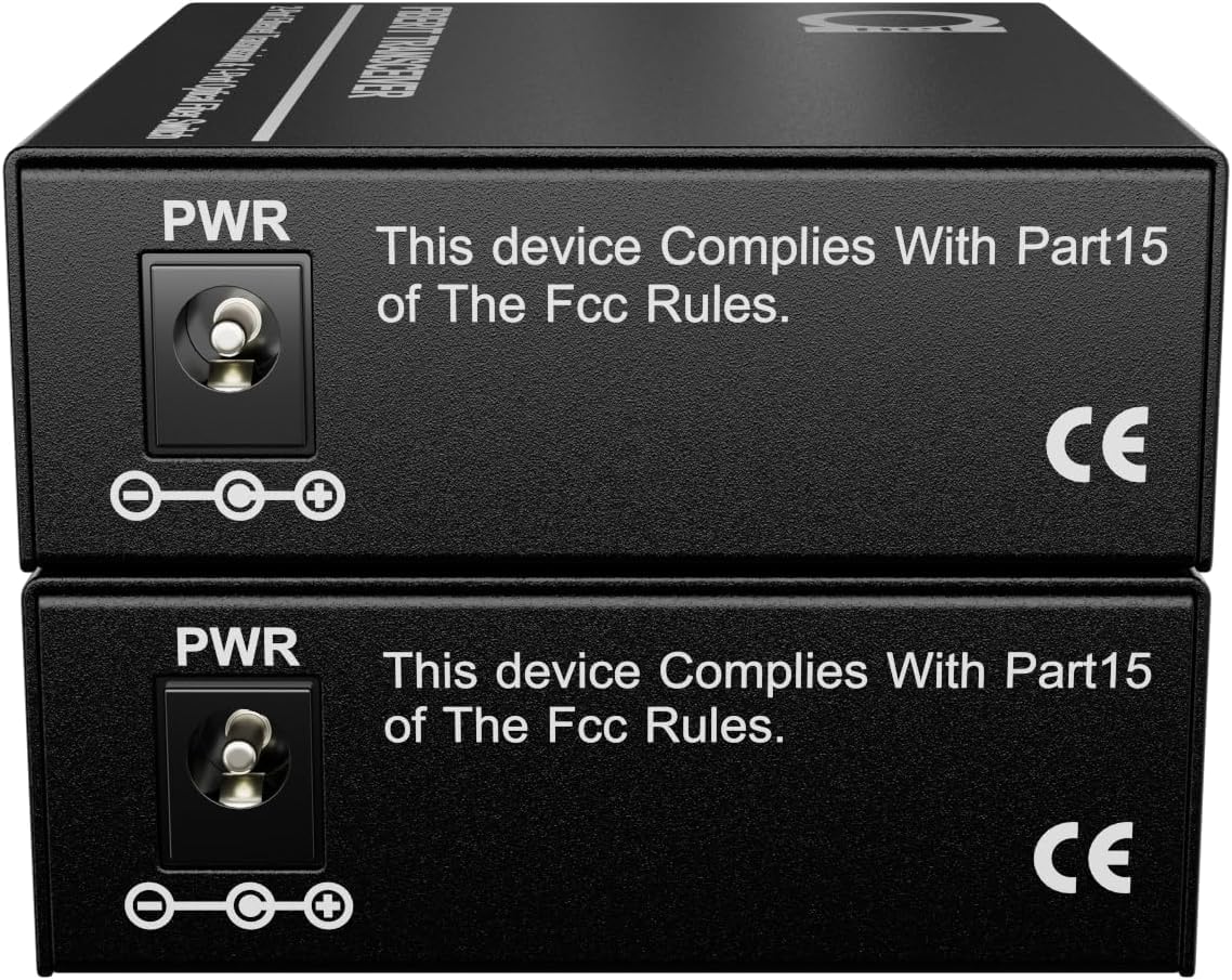 Deux ports RJ45 – Paire de convertisseurs de média en fibre, Gigabit Ethernet, SM LC 1310 nm SFP inclus – Fibre monomode 10/100/1000Base-Tx vers 1000Base-LX, jusqu'à 20 km